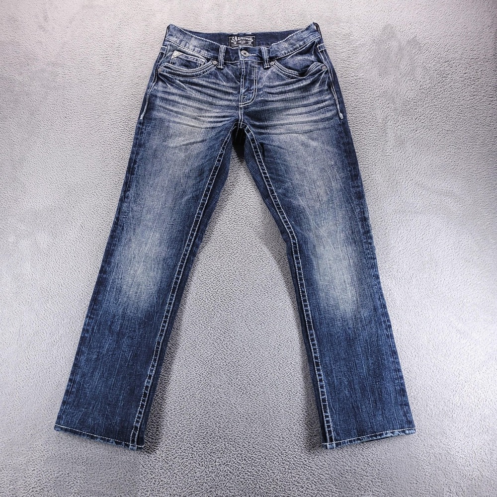Salvage Supply Jeans Mens 30x30 Blue Mayhem Straight Regular Stretch Faded